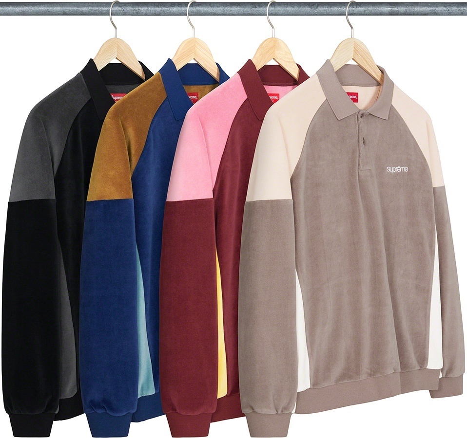 Paneled Velour L/S Polo
